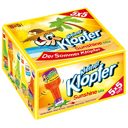 Kleiner Klopfer Sunshine Mix | 25 Kleine Klopfer in 5 verschiedenen Geschmacksrichtungen | Sommer, Sonne, Sonnenschein | Caipirinha | Jamaika Melone | Mango Maracuja | Sunny Orange | Mexican Sunrise von Kleiner Klopfer