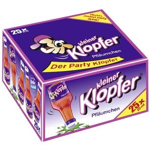 250 Fläschen kleiner Klopfer Schnäpse Pflaume mit 17% Vol. a 0.02l Karneval 10 Boxen 25 Flaschen a 20ml von Kleiner Klopfer