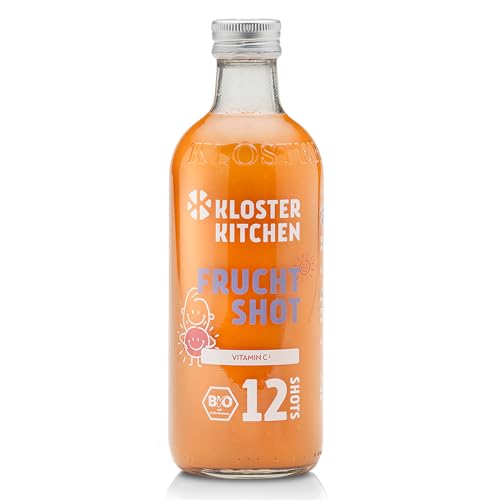 Kloster Kitchen Bio Ingwer Shot Frucht Vitamin 12SHOTS 360 ml mit echten Ingwerstückchen I Ingwershot vegan I Glasflasche I ohne Zusatzstoffe & mit natürlicher Süße (inkl. 0,25€ EINWEG Pfand) von Kloster Kitchen