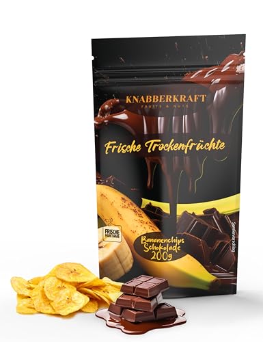 Knabberkraft Bananenchips in Vollmilchschokolade - Premium Qualität aus den Niederlanden - Knusprige Bananen umhüllt von zarter Schokolade - Süße gesunde Snacks, Leckereien, und Trockenfrüchte - 200g von Knabberkraft