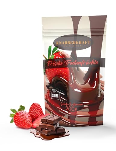 Knabberkraft Erdbeeren in Vollmilchschokolade - Premium Erdbeeren, Schokoladenüberzug - Süße Snacks aus den Niederlanden - Exotische Leckerei - 200g von Knabberkraft