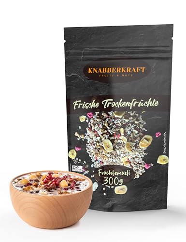 Knabberkraft Früchtemüsli - Premium Müsli Mit Maulbeeren, Bananenchips & Gojibeeren - Hochwertige Zutaten für den perfekten Start - 300g von Knabberkraft