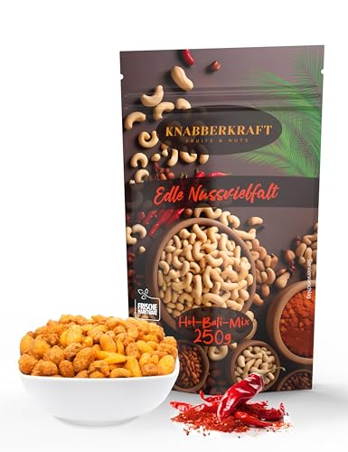 Knabberkraft Hot Bali Nussmix - Premium Cashews, Erdnüsse, Leichte Schärfe - Exotischer Snack - Gesunde Knabberei - 250g von Knabberkraft