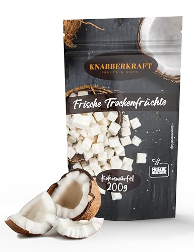 Knabberkraft Kokoswürfel – Premium Kokosnusswürfel – Cocosnuss Kokosnuss-Würfel mit exotischem Geschmackserlebnis - Frisch Verpackt – Gesunde Snacks – 250g von Knabberkraft