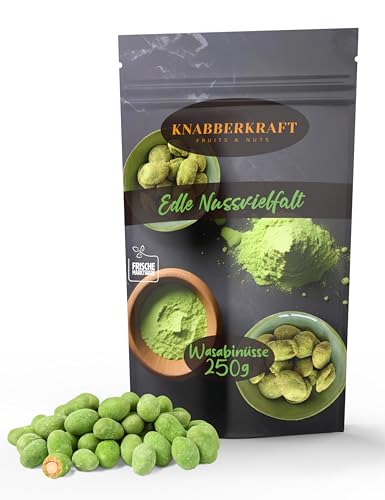 Knabberkraft Wasabi Erdnüsse - Scharfe Knabberei - Knusprige Erdnüsse umhüllt mit Wasabi - Exotischer Snack - Premium Qualität - Japanische Snacks - 250g von Knabberkraft