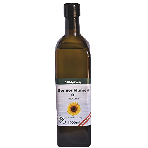 High Oleic Sonnenblumenöl 1000ml - hoch erhitzbar - schonend kaltgepresst - hoher Anteil an einfach ungesättigten Fettsäuren von Knollfarming von Knollfarming