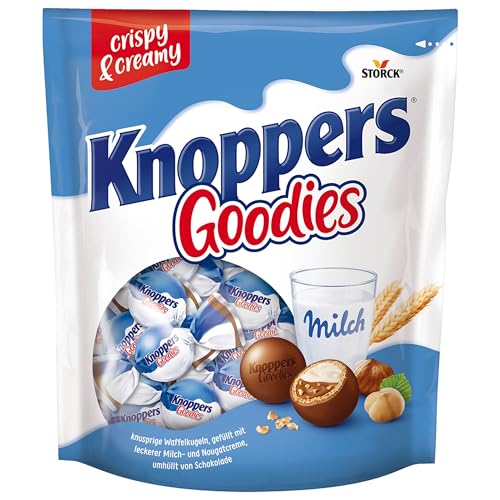 Knoppers Goodies Knusper Minis (1 x 180 g) – knusprige Waffelkugeln gefüllt mit Haselnussstücken, Milch- und Nougatcreme, umhüllt von Schokolade von Knoppers