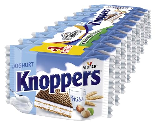 Knoppers Joghurt - 1 x 225g - Gefüllte Waffelschnitte mit Joghurtcreme und Milchcremefüllung von Knoppers