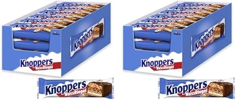 Knoppers NussRiegel – 24 x 40g – Schokoriegel mit Milch- und Nugatcreme, Haselnüssen, Karamell und Vollmilchschokolade (Packung mit 2) von Knoppers