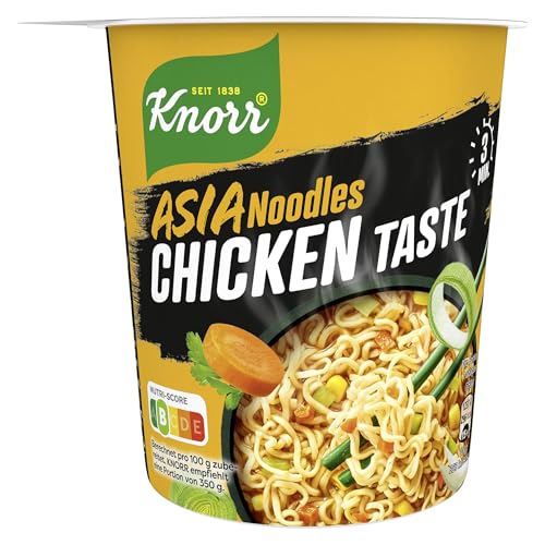 Knorr Asia Noodles Instant Nudeln Chicken Taste leckere Asia Nudeln fertig in nur 3 Minuten 65 g (Packung mit 10) von Knorr