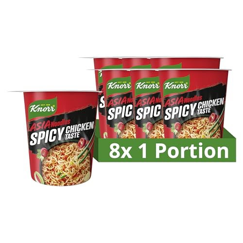 Knorr Asia Noodles Instant Nudeln Spicy Chicken Taste leckere Asia Nudeln fertig in nur 3 Minuten 8x 64 g von Knorr