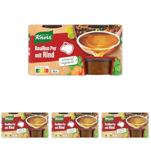 Knorr Bouillon Pur mit Rind leckere Rinderbrühe mit vollem Geschmack 6x 28 g (Packung mit 4) von Knorr