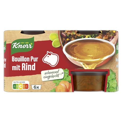 Knorr Bouillon Pur mit Rind leckere Rinderbrühe mit vollem Geschmack 6x 28 g von Knorr