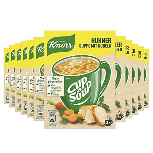 Knorr Cup a Soup Hühnersuppe mit Nudeln schnelle Nudelsuppe ohne Farbstoffe und ohne geschmacksverstärkende Zusatzstoffe 12x 3 Portionen von Knorr