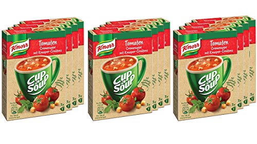 Knorr Cup a Soup Tomaten Cremesuppe mit Knusper-Croutons leckere Gemüsesuppe ohne geschmacksverstärkende Zusatzstoffe und Farbstoffe 12x 57 g von Knorr