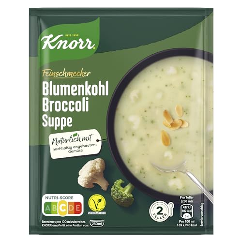 Knorr Feinschmecker Suppe Blumenkohl Broccoli leckere Gemüsesuppe mit nachhaltig angebautem Gemüse 13x 2 Portionen von Knorr