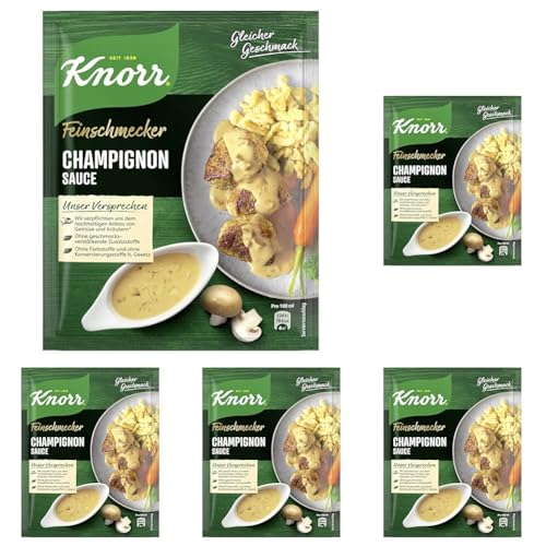 Knorr Feinschmecker Champignon Sauce cremige braune Sauce ohne geschmacksverstärkende Zusatzstoffe und Farbstoffe 250 ml 1er-Pack (Packung mit 5) von Knorr