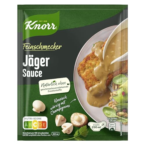 Knorr Feinschmecker Jäger Sauce leckere braune Sauce ohne geschmacksverstärkende Zusatzstoffe und Farbstoffe 23x 250 ml von Knorr