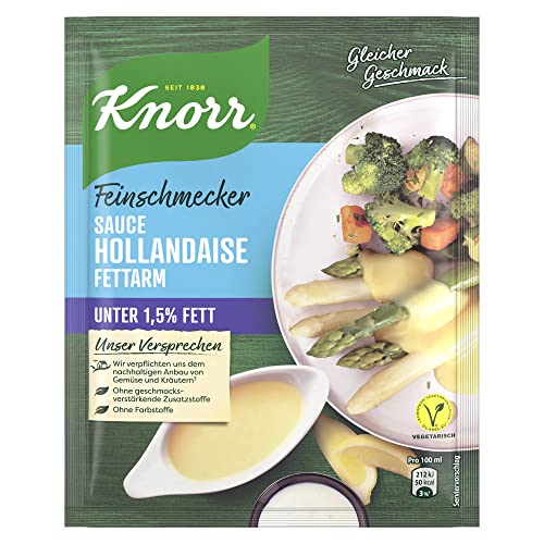 Knorr Feinschmecker Sauce Hollandaise fettarm leckere Soße mit unter 1,5% Fett ohne geschmacksverstärkende Zusatzstoffe 250 ml 1 Stück von Knorr