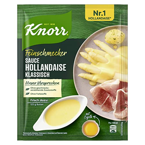 Knorr Feinschmecker Sauce Hollandaise klassisch eine leckere Soße ohne geschmacksverstärkende Zusatzstoffe 250 ml 1 Stück (Packung mit 10) von Knorr