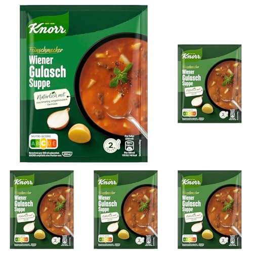 Knorr Feinschmecker Suppe mit Kartoffeln leckere Wiener Gulaschsuppe mit nachhaltig angebautem Gemüse 500 ml (Packung mit 5) von Knorr