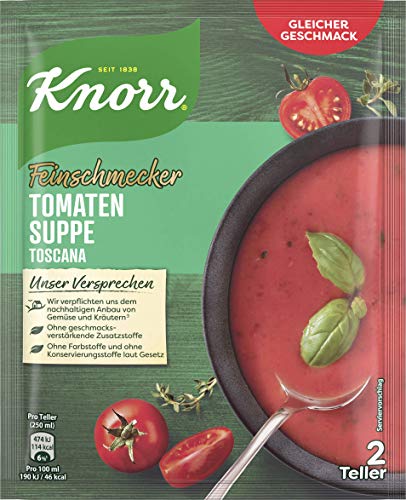 Knorr Feinschmecker Suppe Toscana leckere Tomatensuppe ohne geschmacksverstärkende Zusatzstoffe und Farbstoffe 9 x 2 Teller von Knorr
