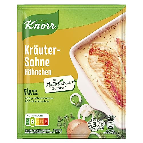 Knorr Fix Würzmischung Kräuter-Sahne Hähnchen für ein leckeres Ofengericht mit natürlichen Zutaten 3 Portionen von Knorr
