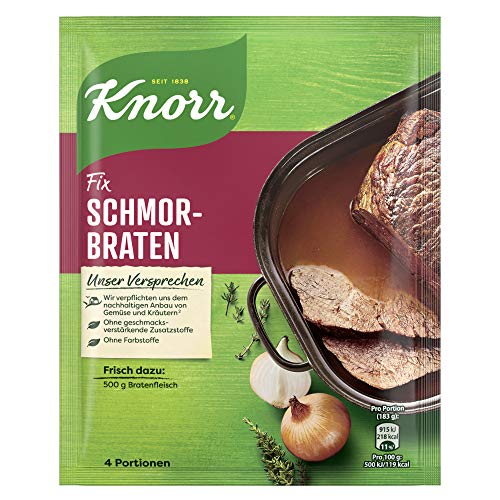 Knorr Fix Würzmischung Schmorbraten für ein leckeres Fleischgericht Gewürzmischung mit natürlichen Zutaten 4 Portionen von Knorr