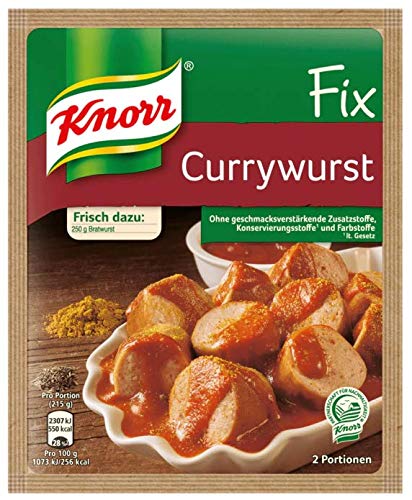 Knorr Fix Würzmischung Currywurst für eine würzige Bratwurst ohne geschmacksverstärkende Zusatzstoffe und Farbstoffe 36 g 1 Stück von Knorr