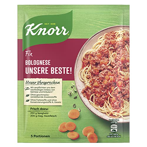 Knorr Fix Würzmischung Bolognese Unsere Beste! für ein leckeres Nudelgericht ohne geschmacksverstärkende Zusatzstoffe 38 g 1 Stück (Packung mit 10) von Knorr