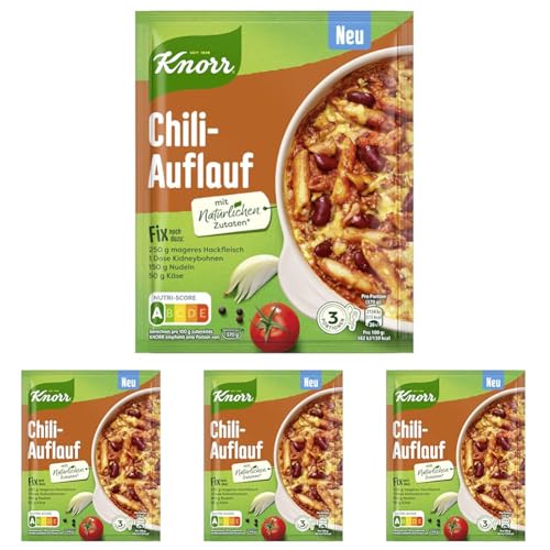 Knorr Fix Würzmischung Chili-Auflauf für einen leckeren Nudelauflauf ohne geschmacksverstärkende Zusatzstoffe 33 g 1 Stück (Packung mit 4) von Knorr