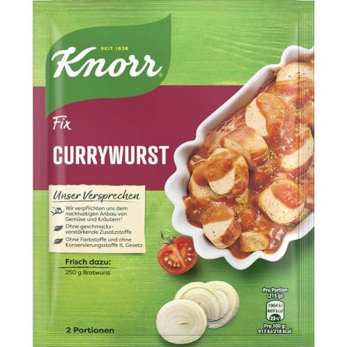 Knorr Fix Würzmischung Currywurst für eine würzige Bratwurst ohne geschmacksverstärkende Zusatzstoffe und Farbstoffe 36 g 1 Stück (Packung mit 10) von Knorr