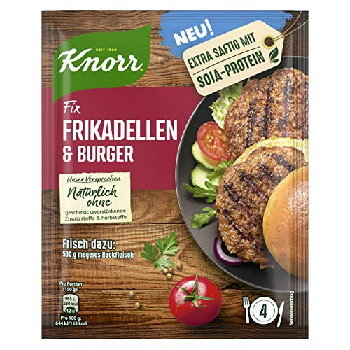 Knorr Fix Würzmischung Frikadellen & Burger für ein leckeres Gericht mit Hackfleisch ohne geschmacksverstärkende Zusatzstoffe und Farbstoffe 46 g 1 Stück (Packung mit 10) von Knorr