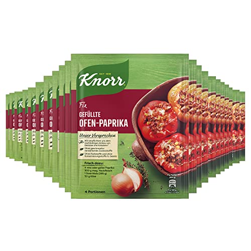 Knorr Fix Würzmischung Gefüllte Ofen-Paprika für ein leckeres Ofengericht ohne geschmacksverstärkende Zusatzstoffe und Farbstoffe 21x 43 g von Knorr