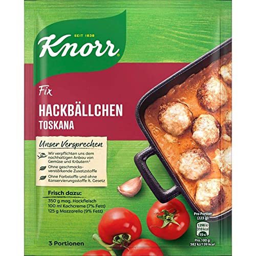 Knorr Fix Würzmischung Hackbällchen Toskana für ein leckeres Gericht mit Hackfleisch ohne geschmacksverstärkende Zusatzstoffe 39 g 1 Stück (Packung mit 10) von Knorr