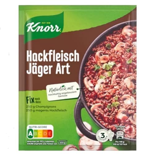 Knorr Fix Würzmischung Hackfleisch Jäger Art für ein leckeres Gericht mit Hackfleisch ohne geschmacksverstärkende Zusatzstoffe 36 g 1 Stück von Knorr