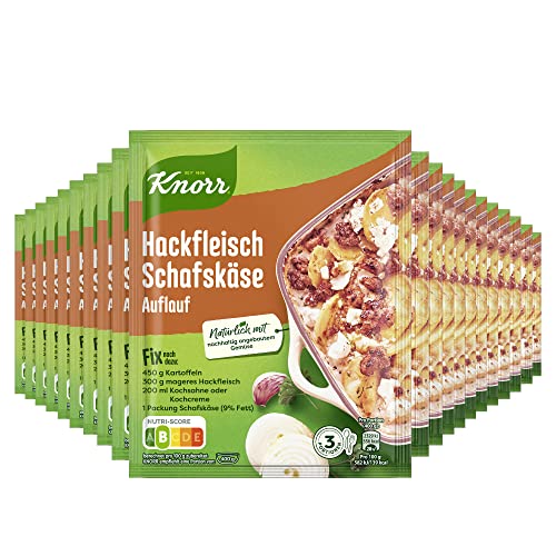 Knorr Fix Würzmischung Hackfleisch Schafskäse Auflauf für ein leckeres Ofengericht ohne geschmacksverstärkende Zusatzstoffe 21x 43 g von Knorr