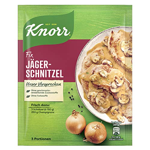 Knorr Fix Würzmischung Jäger-Schnitzel für ein leckeres Schnitzel Gericht ohne geschmacksverstärkende Zusatzstoffe 47 g 1 Stück (Packung mit 10) von Knorr