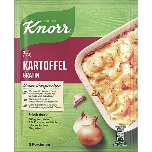 Knorr Fix Würzmischung Kartoffel Gratin für einen leckeren Auflauf mit natürlichen Zutaten 3 Portionen (Packung mit 6) von Knorr