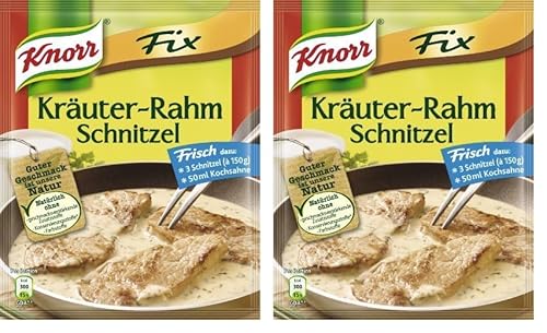 Knorr Fix Würzmischung Kräuter-Rahm Schnitzel für ein leckeres Schnitzel Gericht ohne geschmacksverstärkende Zusatzstoffe 47 g 21 Stück (Packung mit 2) von Knorr