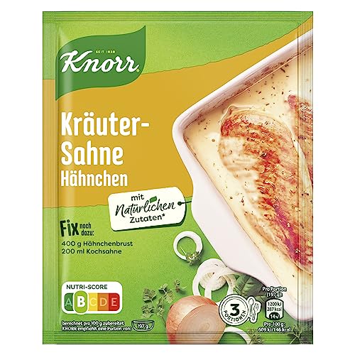 Knorr Fix Würzmischung Kräuter-Sahne Hähnchen für ein leckeres Ofengericht mit natürlichen Zutaten 3 Portionen (Packung mit 10) von Knorr