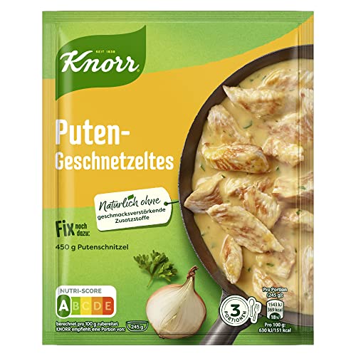 Knorr Fix Puten-Geschnetzeltes für ein leckeres Fleischgericht ohne geschmacksverstärkende Zusatzstoffe 3 Portionen von Knorr