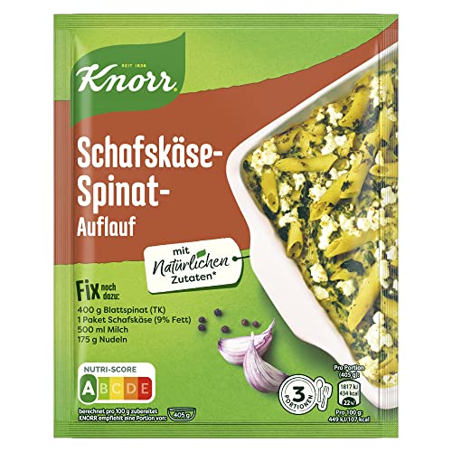 Knorr Fix Würzmischung Schafskäse-Spinat-Auflauf Für Ein Leckeres Nudelgratin Mit Natürlichen Zutaten 30 g 1 Stück von Knorr