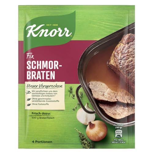 Knorr Fix Würzmischung Schmorbraten für ein leckeres Fleischgericht Gewürzmischung mit natürlichen Zutaten 4 Portionen (Packung mit 10) von Knorr