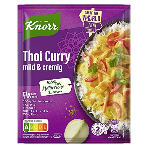 Knorr Fix Würzmischung Thai Curry für ein mild-cremiges Reisgericht ohne geschmacksverstärkende Zusatzstoffe 30 g von Knorr