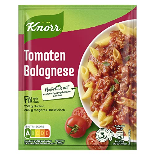 Knorr Fix Würzmischung Tomaten Bolognese für ein leckeres Nudelgericht ohne geschmacksverstärkende Zusatzstoffe, ideal für Pasta & Spaghetti, 46 g 1 Stück (Packung mit 6) von Knorr