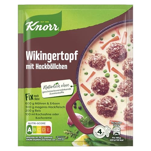 Knorr Fix Würzmischung Wikingertopf mit Hackbällchen für ein leckeres Gericht mit Hackfleisch ohne geschmacksverstärkende Zusatzstoffe 23x 30 g von Knorr