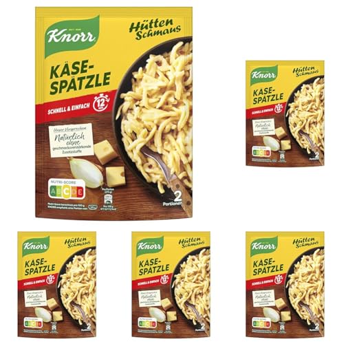 Knorr Hüttenschmaus Fertiggericht Käse-Spätzle leckeres Nudelgericht fertig in 12 Minuten 149 g (Packung mit 5) von Knorr