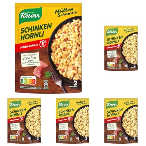 Knorr Hüttenschmaus Nudelgericht Schinken Hörnli leckeres Fertiggericht fertig in 6 Minuten 156 g (1 Stück) (Packung mit 5) von Knorr