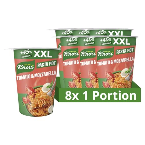 Knorr Pasta Pot Tomato & Mozzarella XXL leckerer Pasta Snack fertig in nur 5 Minuten 8x 93 g von Knorr